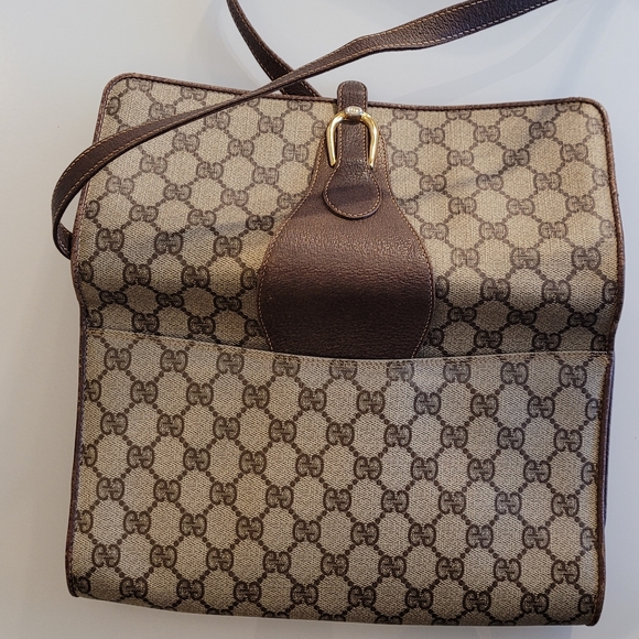 GUCCI Flap Crossbody Clutch GG Monogram Bag Vintage - Picture 4 of 16